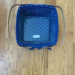 Longaberger Blue Patterned Basket with Wooden Handles